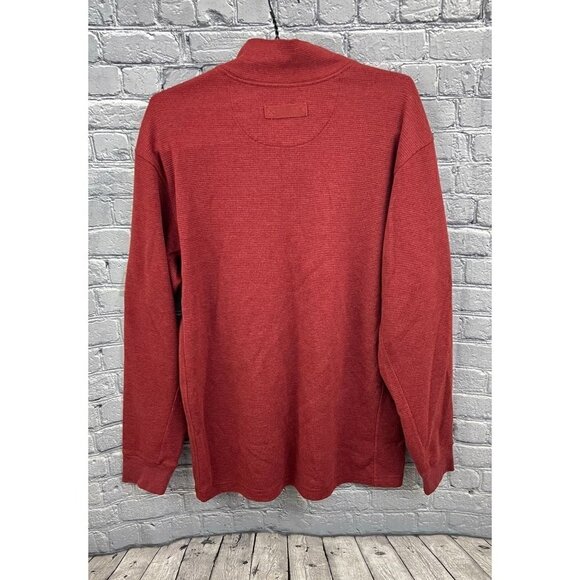 Duluth Trading Men’s L Red Mock Neck Thermal Henley Waffle Weave Shirt - Picture 2 of 4